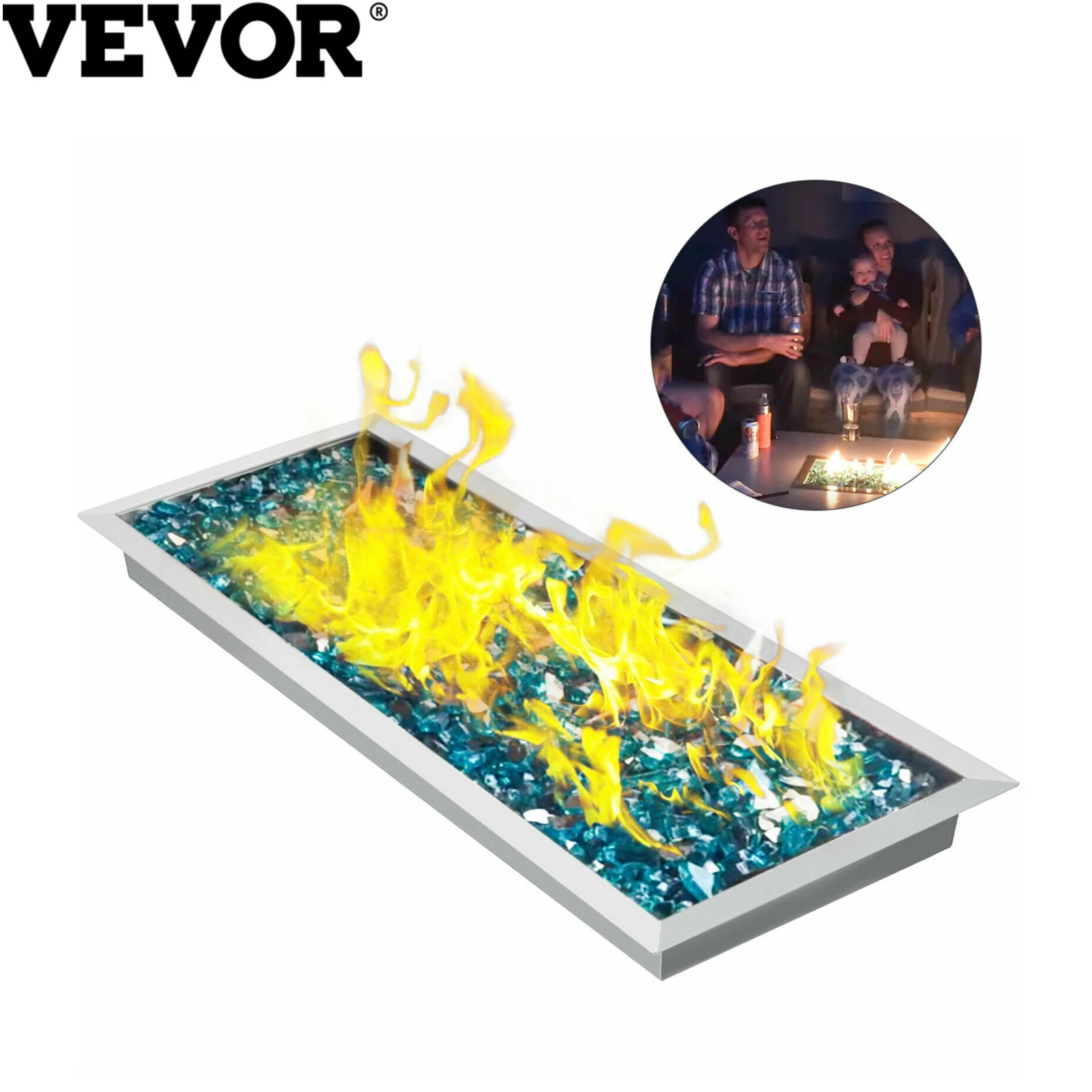 VEVOR Natural Gas Fire Pit Burner Drop In Pan 36x12 Dropin Fire Pit