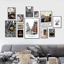 Fashion Streetside Flower Umbrella Lips Woman Dog Faces Poster Wall Art Canvas Painting Modern Pictures Living Room Home Decor