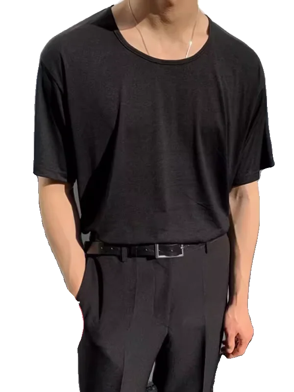 Loose Fit Pure Cotton Men's T-irt ort Sve Large round Ne Casual Breathable Boting irt  Color Casual Wear