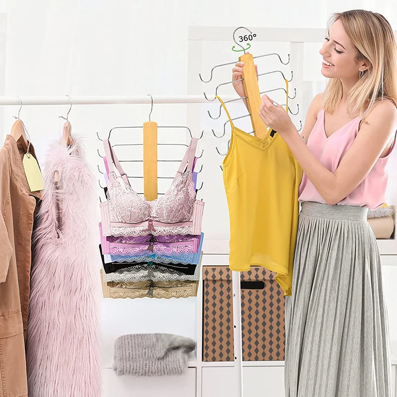 Tank Top Hangers 12 tier Foldable Space Saving bra holder with