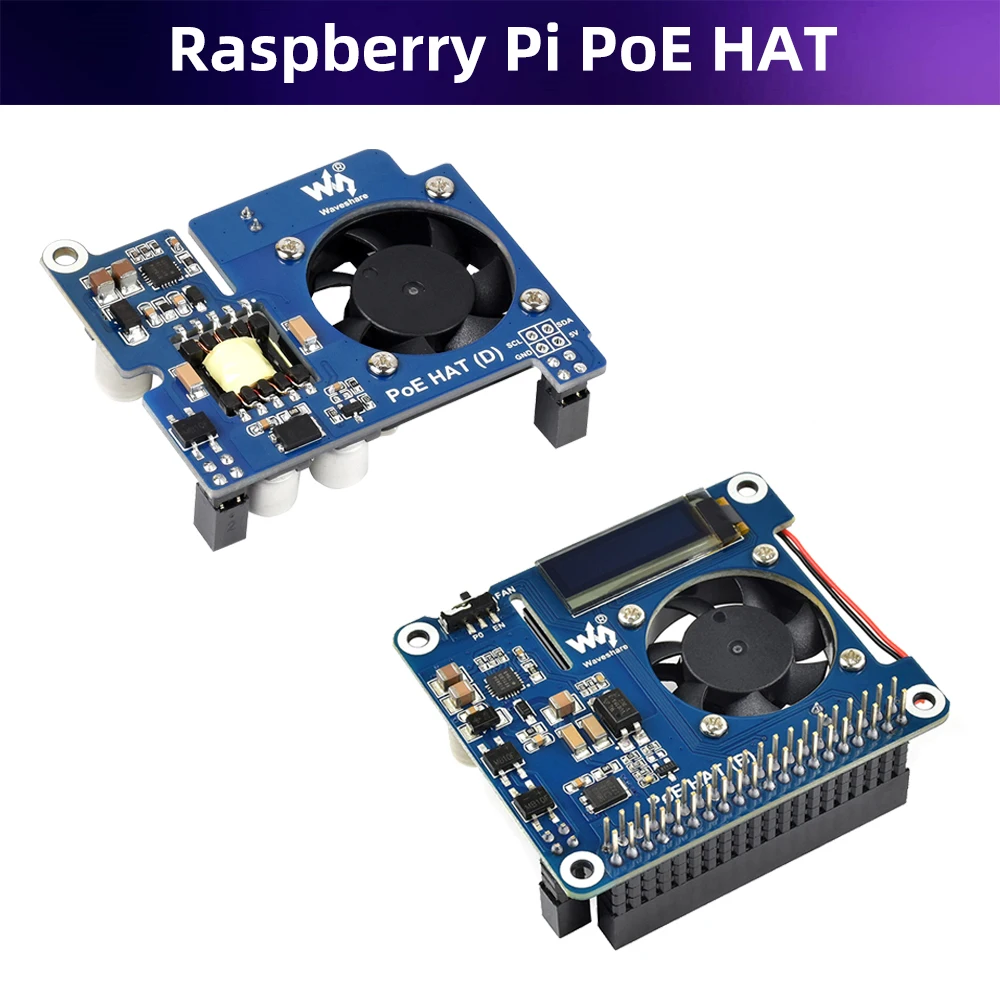 Placa de Expansão Gpio com Ventilador Raspberry pi Poe Hat 802.3af Power Over Ethernet Cpu Opcional Oled para pi 3b Mais 4b