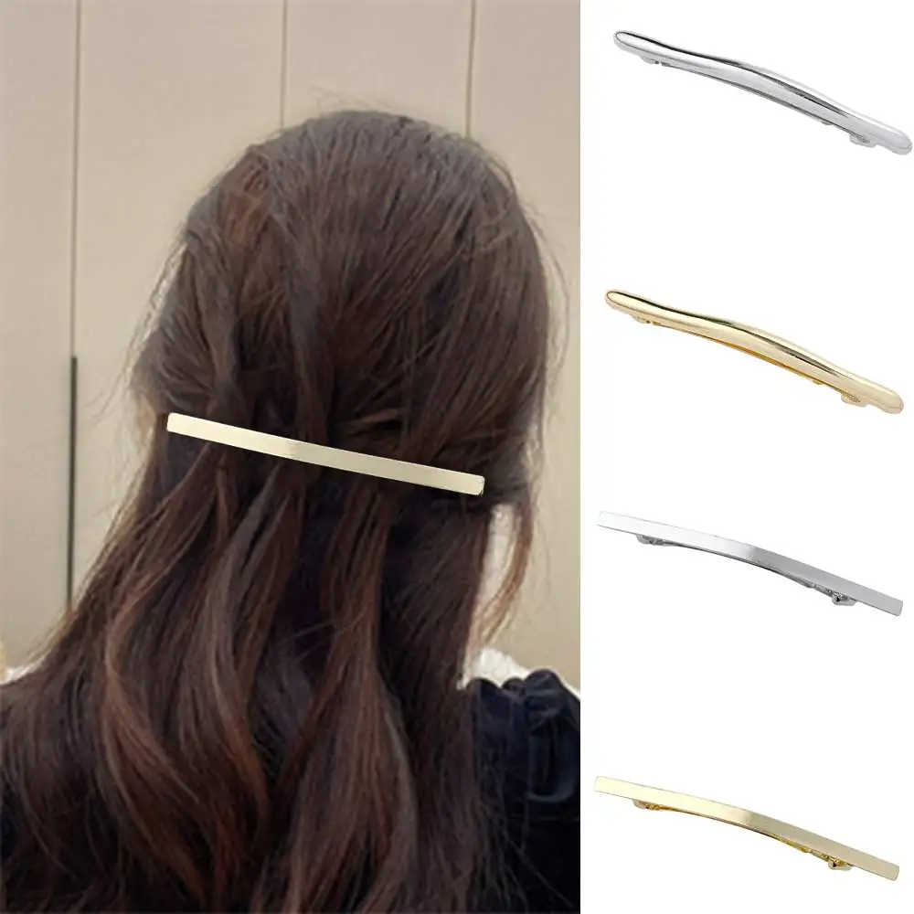 1 Pc Simple Women Metal Strip Long Barrettes Hair Clips Vintage Hairpins Automatic Smooth Spring Clip Hairgrip