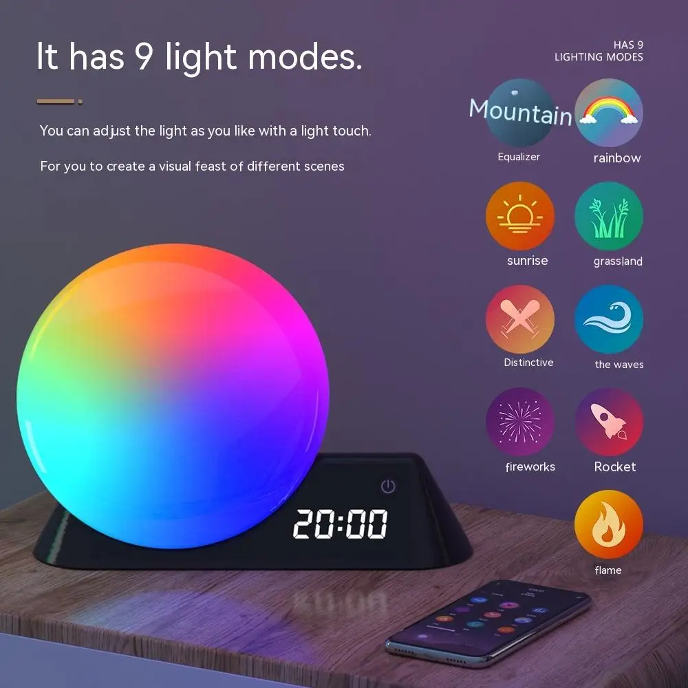 

Sunrise Alarm Clock Time Date Week Temperature Dual Alarm Sunset Sleep Aid Ambient Light Table Clock Dimmable Wake Up LED Clock