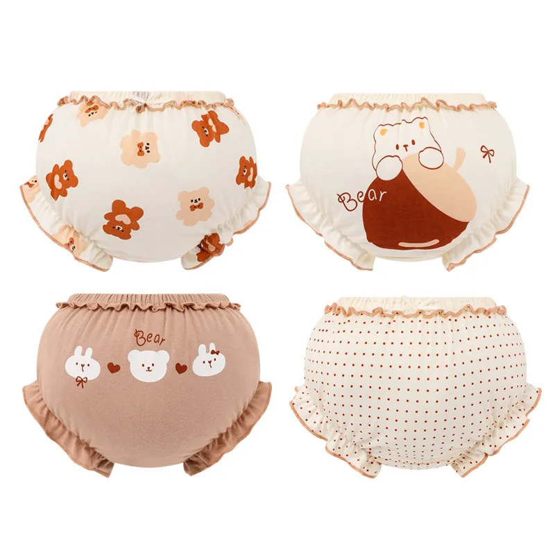 Baby Cotton Panties Kids Girl Infant Newborn Fashion Wear Outside Shorts Bow Underpants For Children Soft Briefs 3 Piece/Lot baby cotton panties