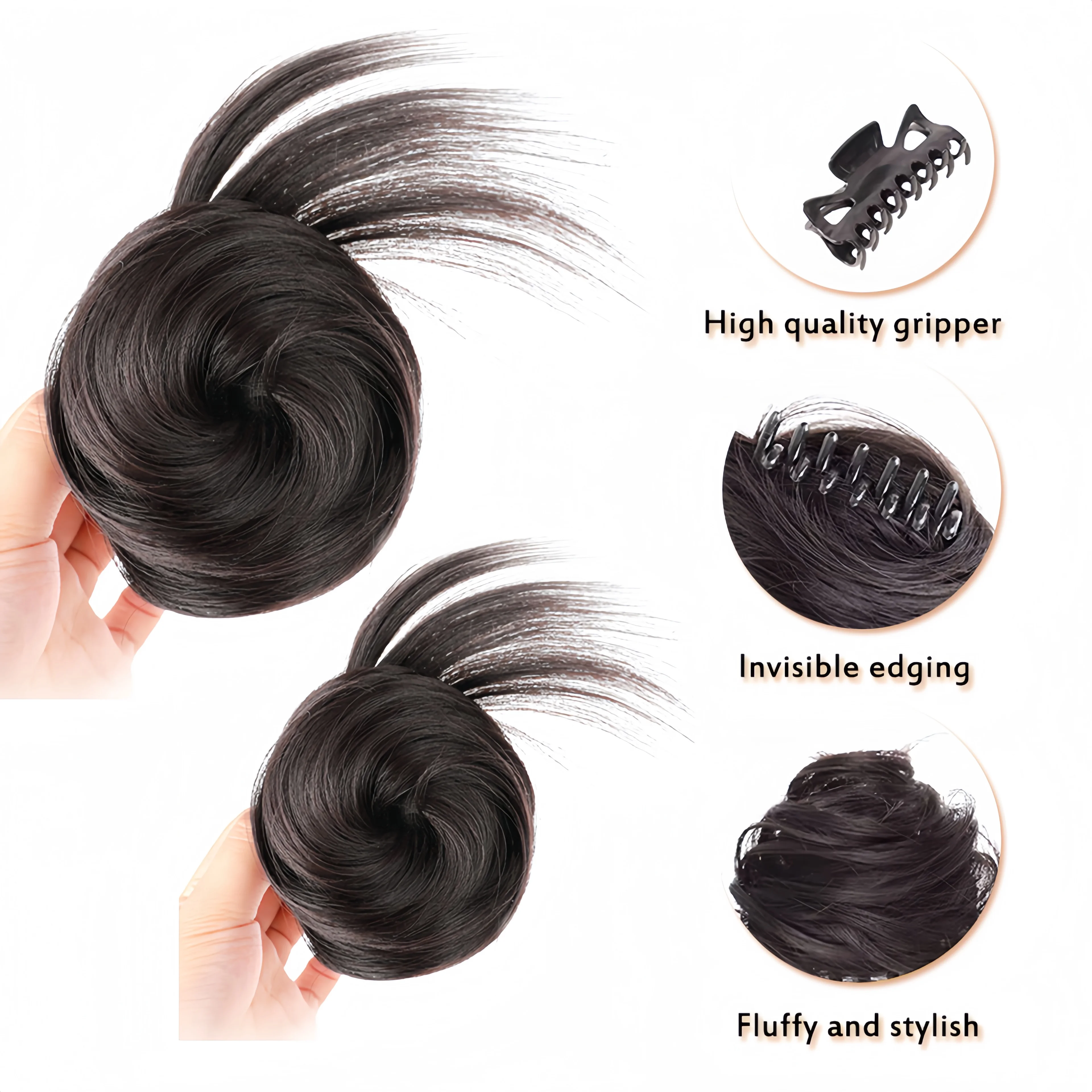 Brown Black Synthetic Hair Scrunchie for Women Messy Bun Ponytails