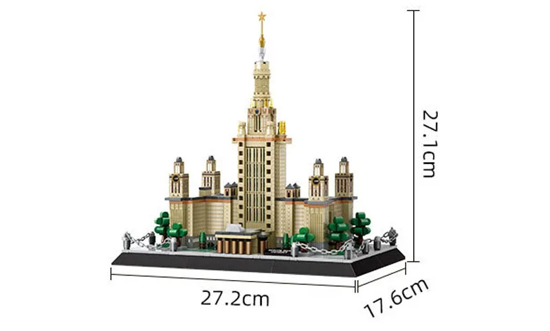 Städtisches Modernes Schularchitekturmodell Kreativer Baustein Russland Lomonosow Moskauer Staatliche Universität Ziegelstein-Konstruktionsspielzeug – Detail 2