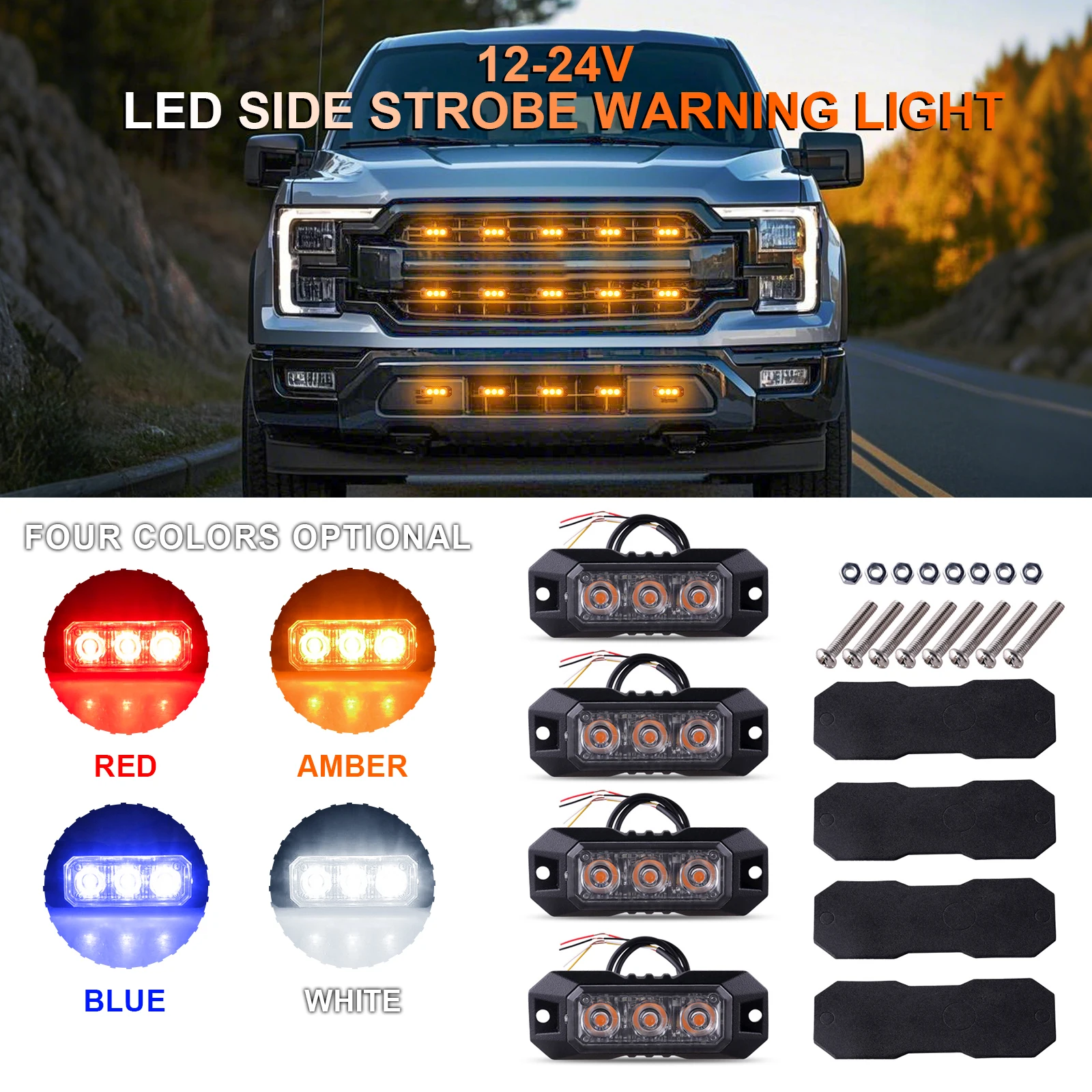 4pcs 3Led �ڵ��� ��Ʈ�κ� ��� �׸� �ڹ� ������ ����Ʈ �� �ڵ��� ���� Ʈ�� �����ε� ���� ���� ��ȣ ���� 12-24V