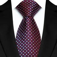 Cravate de luxe pour hommes, 8CM, rayures de couleur violette, cravates à carreaux floraux pour marié, tissée en Jacquard, pour fête d'affaires et de mariage 3