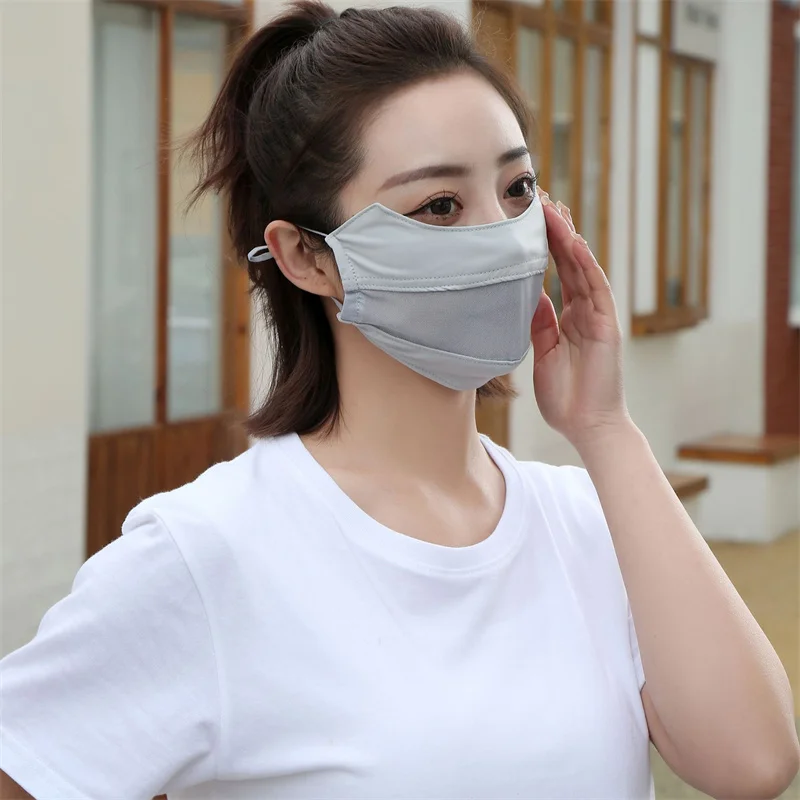 Sunscreen Mask Traceless Women Ice Silk Anti-ultraviolet Summer Fashion Breathable Thin Cover Face Mask