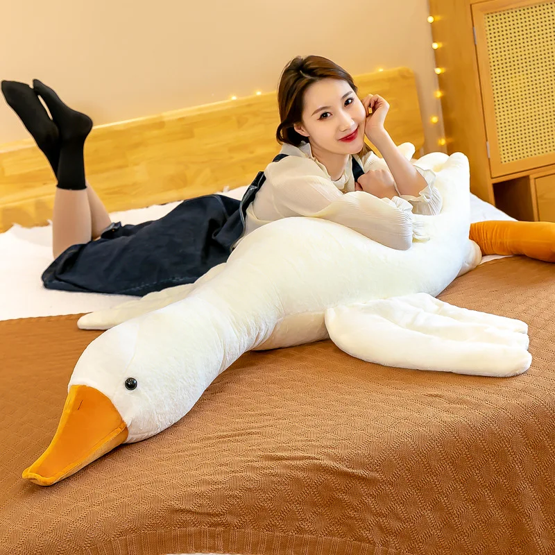 큰 거위 인형, 침대에서 잠자는 큰 흰색 거위 베개, 미스터 거위 봉제 장난감, 소녀용 생일 선물, 귀여운 동물 봉제 인형
