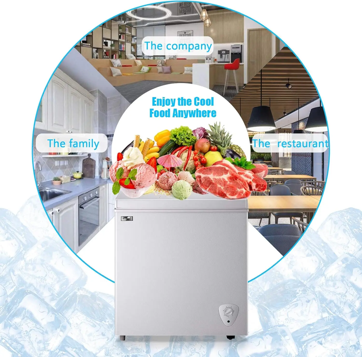Chest Freezer Compact Deep Freezer WANAI 5.0 Cu.Ft for Garage Adjustable Temperature 7 Thermostat and Energy Saving Removable