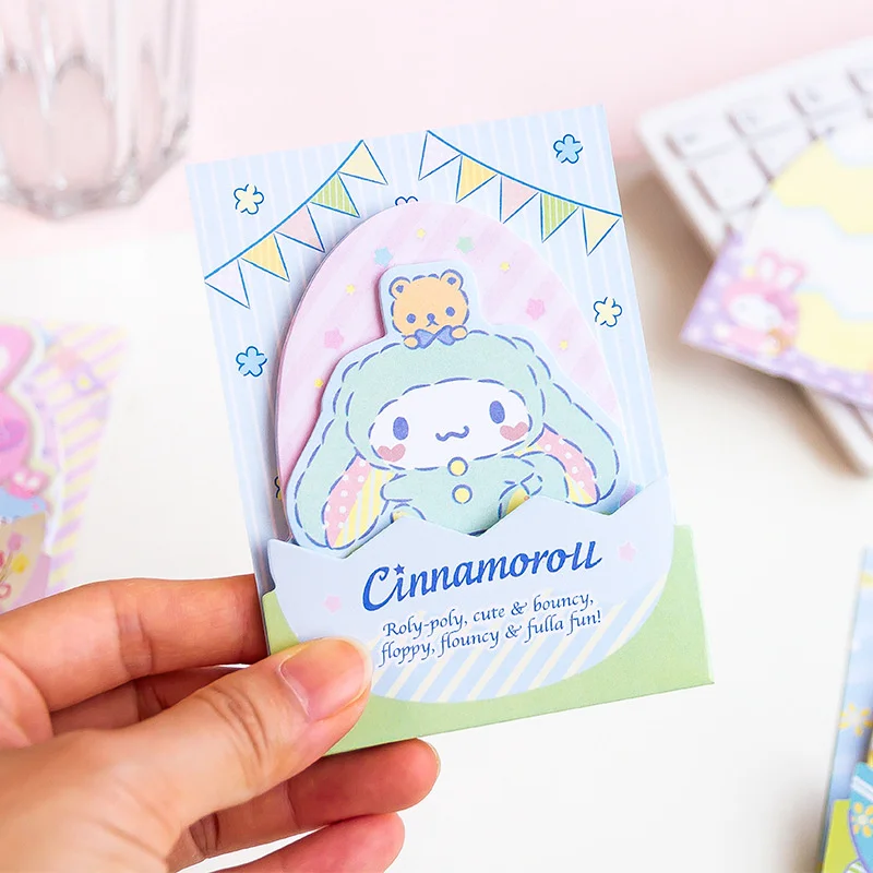Sanrio Easter eggs Memo Pad Sticky Notes Kuromi Melody Pochacco Cute Stationery Label Notepad Planner Sticker Post School Supply 3