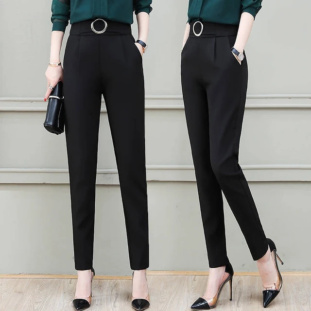 2023 Spring and Summer Women Elastic Suit Harlan Pants Black High