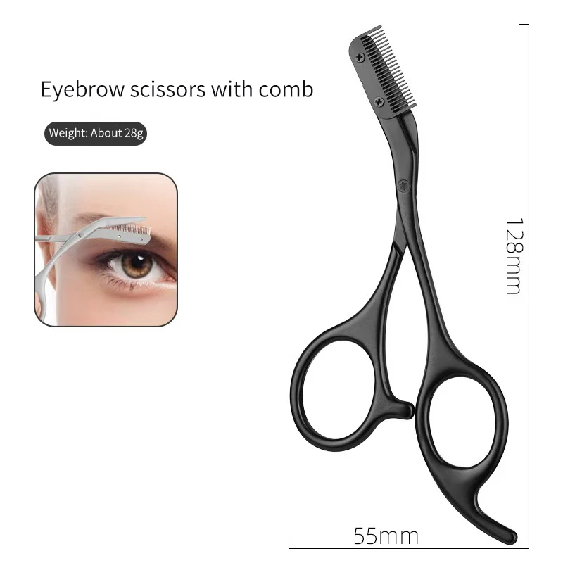 Eyebrow Scissors For Men And Women Makeup Tools One Metal Texture With Comb Eyebrow Razor Beauty Scissors Stainless Steel 4