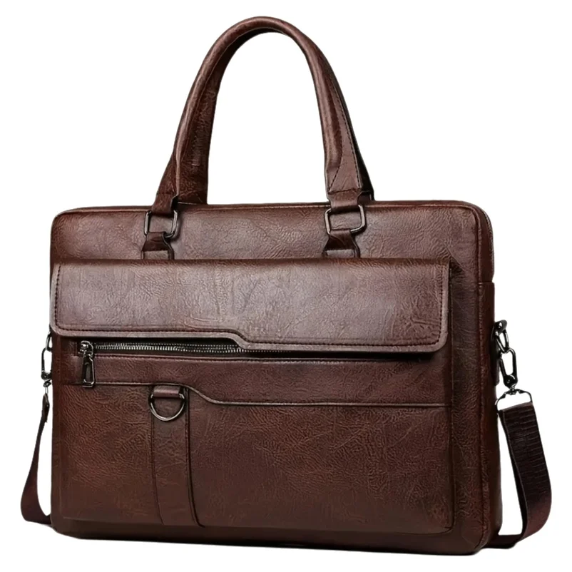 Borsa a Tracolla da Uomo Grande Capacità, Stile Orizzontale, Borsa per Computer Multifunzionale, Valigetta Resistente in Materiale PU - immagine 6