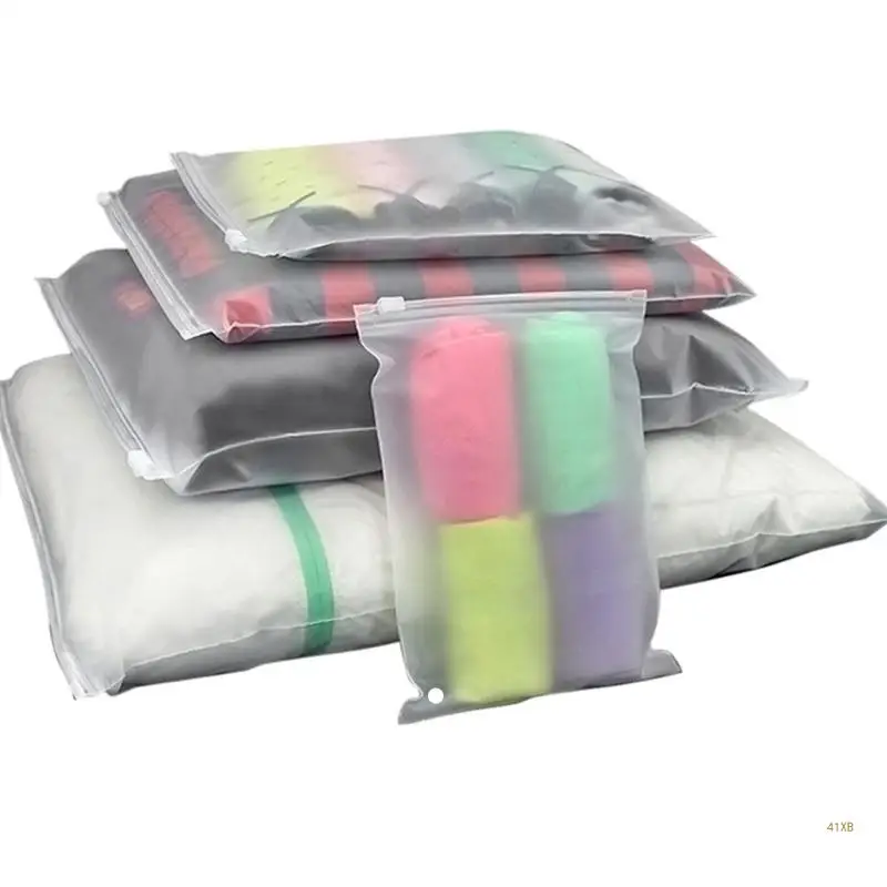 

41XB Lock Plastic Bag Transparent Packaging Frosted Sealing Zipper Travel Cloth Storage Packing Bag