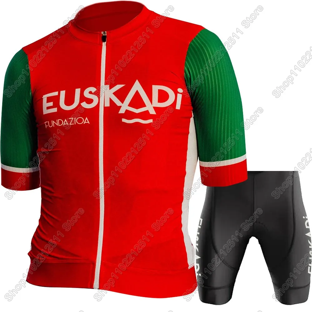 Euskadi Team Cycling Jersey Set Mens Summer Clothing Road Bike Suit Mountain Bicycle Shirt Bib Shorts MTB Ropa Maillot