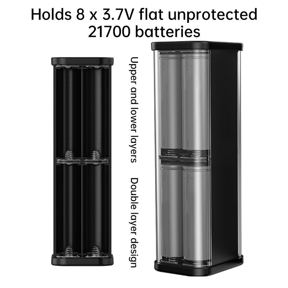 8 Slots 21700 Battery Case DIY Kit Mecha Transparent Quick Charge Flash Charger Battery Case Kit Power Bank Box Type C