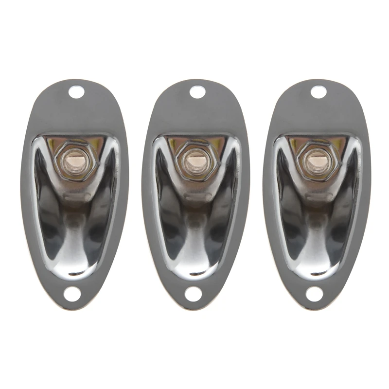3Pcs Boat Guitar Jack 1/4 Inch Input Output Jack Plate Socket 6.35Mm Chrome Silver For Fd Strat Style Guitar Parts