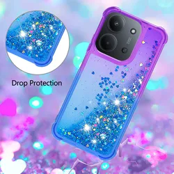Luxury Glitter Sequin Gradient Liquid Shockproof Phone Case for Poco C85 (173) (Purple Blue (LS - SS))