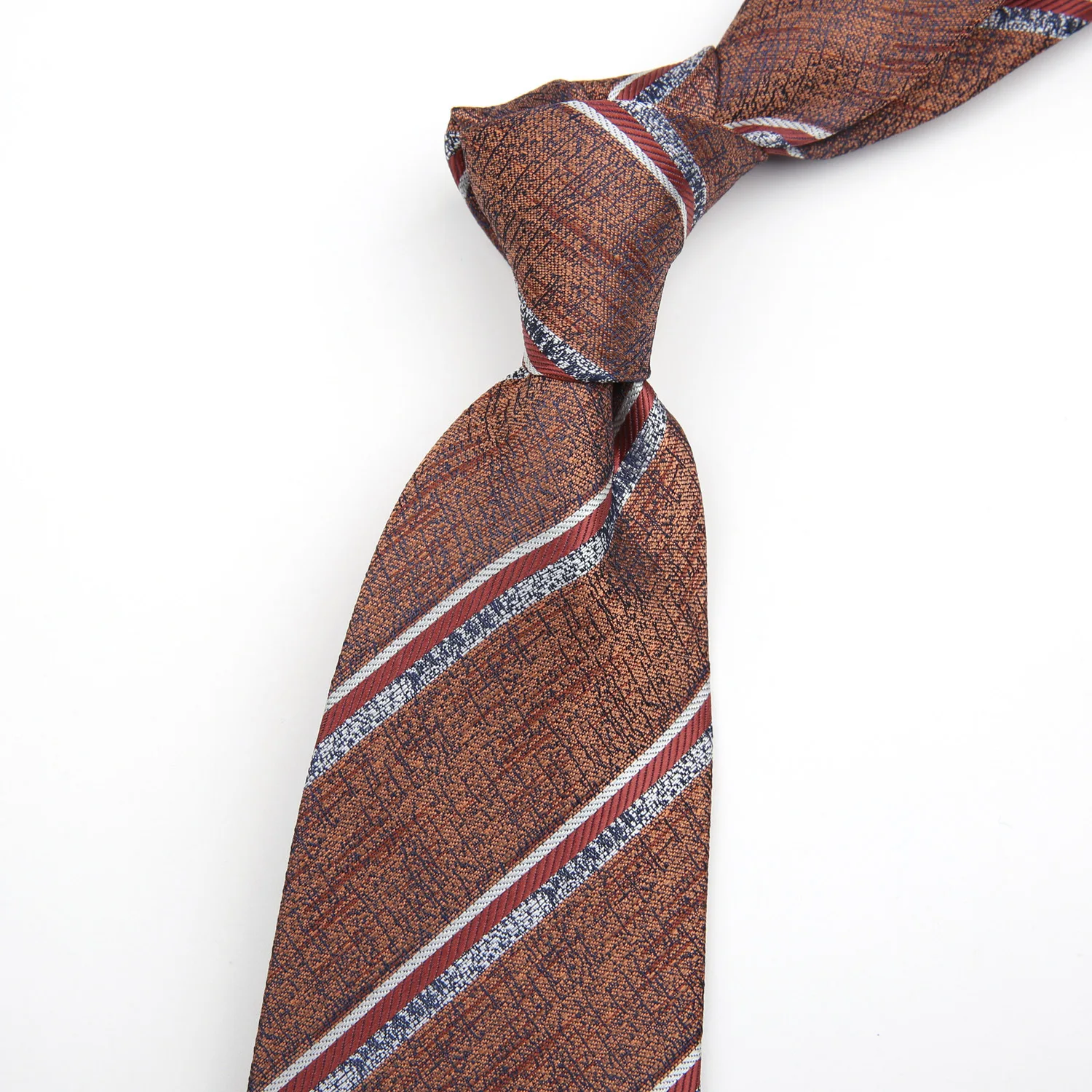 Linbaiway Men\'s Formal Suit Ties Male Business Brown Groom Polyester Striped Hand-made Neckties for Wedding Party Neck Tie