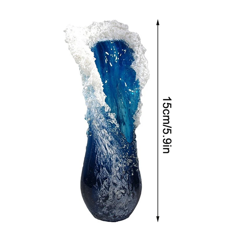 Ocean Wave Small Vase Resin Crafts Ocean Wave Vase Decoration Ocean Series Blue Home Decoration 6