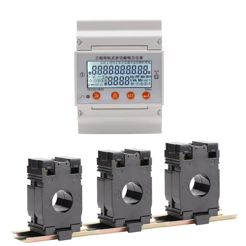 

3-фазный Многофункциональный измеритель мощности AC 50A,75A,100A,150A,200A,250A с функцией RS485, din-тип с 3 трансформаторами din