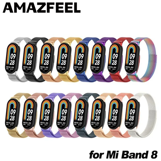 Correa de Metal para Xiaomi Mi Band 8, pulsera de acero inoxidable,  repuesto para Mi Band 7, 6, 5, 4, 3, NFC - AliExpress