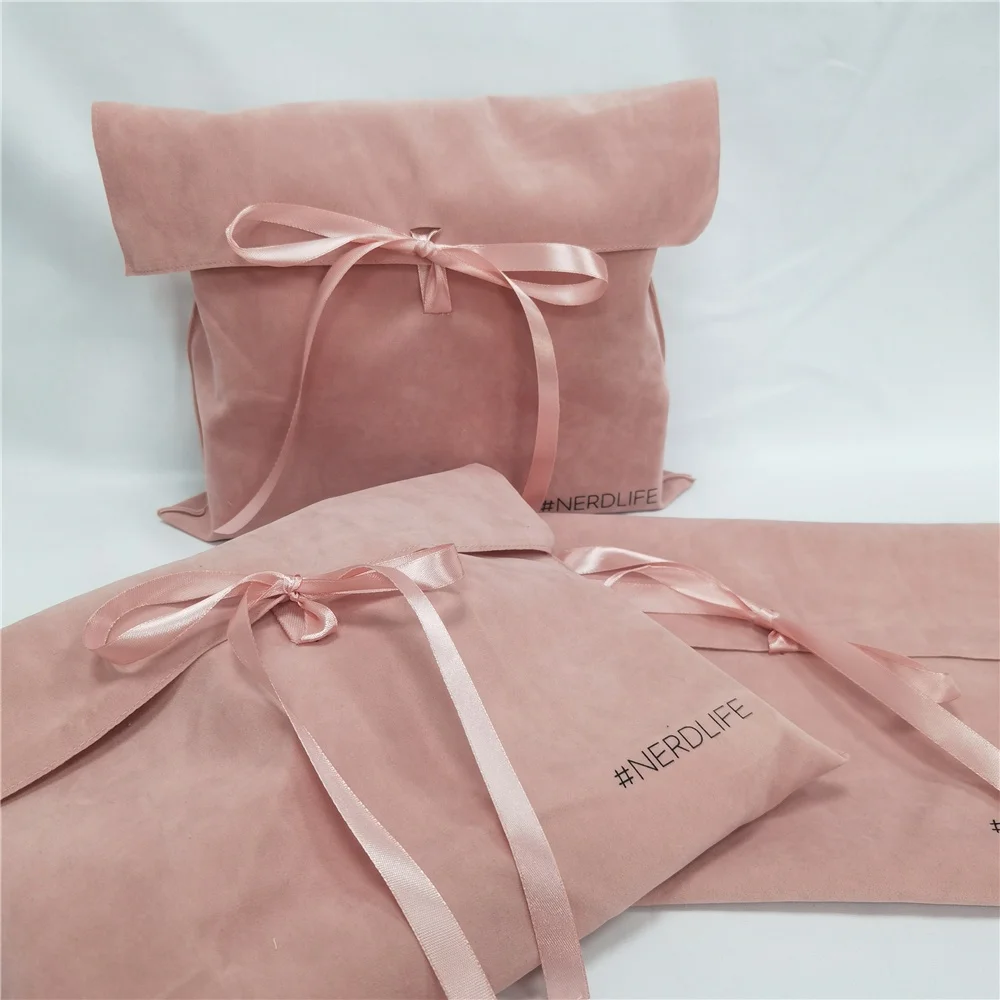 Customize Pink velvet envelope packaging  Small Envelope Bag with Rope Jewelry Packaging Pouch Wedding Favors Gift Party