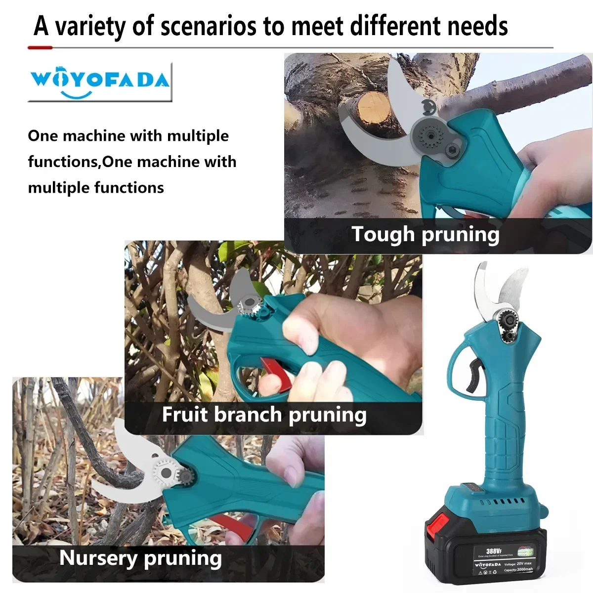 18V 4 Gear Cordless Pruner Shear Efficient Fruit Tree Bonsai Pruning Electric Tree Branches Cutter Compatible Makita 18V Battery 6