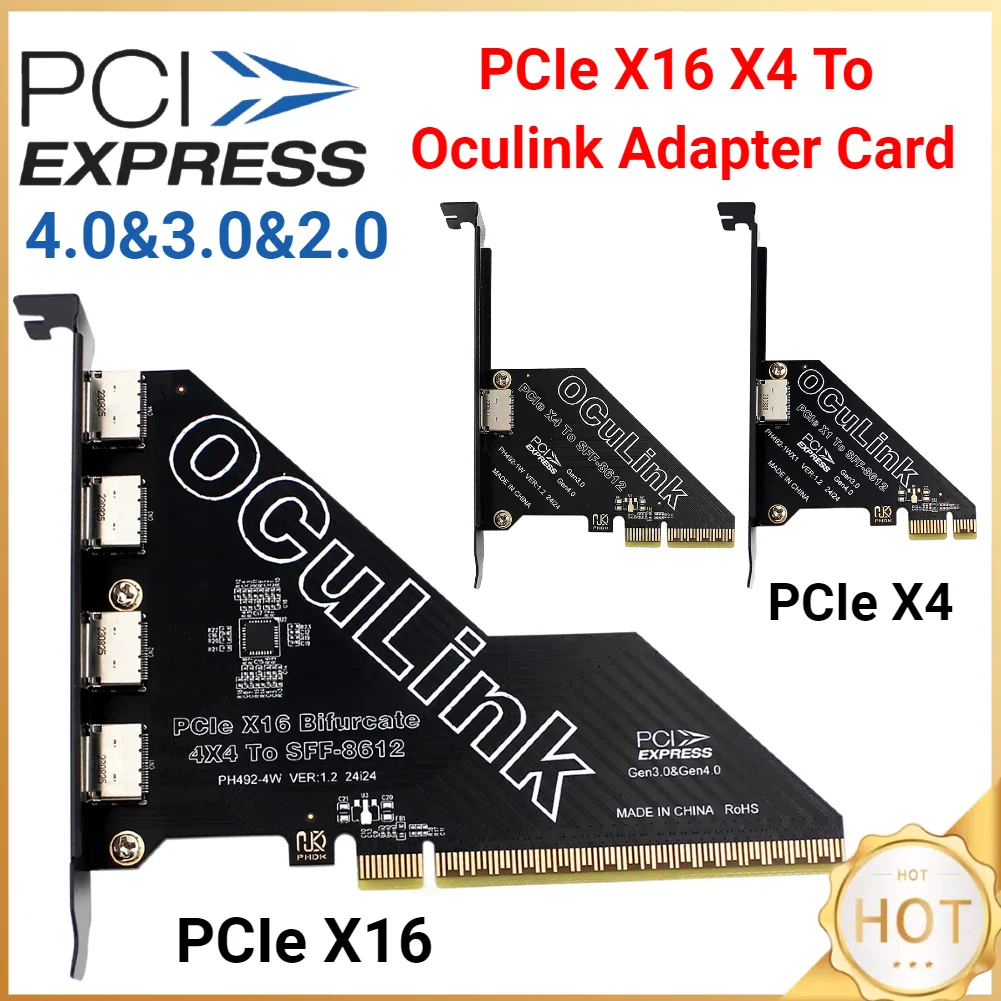 PCIe X16 zu SFF 8611 & 8612 Adapterkarte PCIe 4.0X4 zu Oculink Adapter PCle4.0 PCIe X1 SSD zu U.2 OCUlink SFF-8612 Adapterkarte
