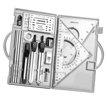 Kit da disegno Set di strumenti per disegno geometrico Set di triangoli Righello Bussola Goniometro Set Forniture per disegno Matite da disegno per architettura