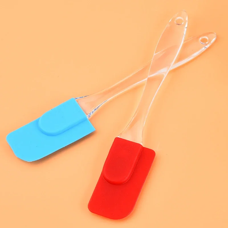 19cm Silicone Scraper Cake Cream Spatula with Transparent Handle Non-Stick Butter Spatula Heat-Resistant Kitchen Baking Tools