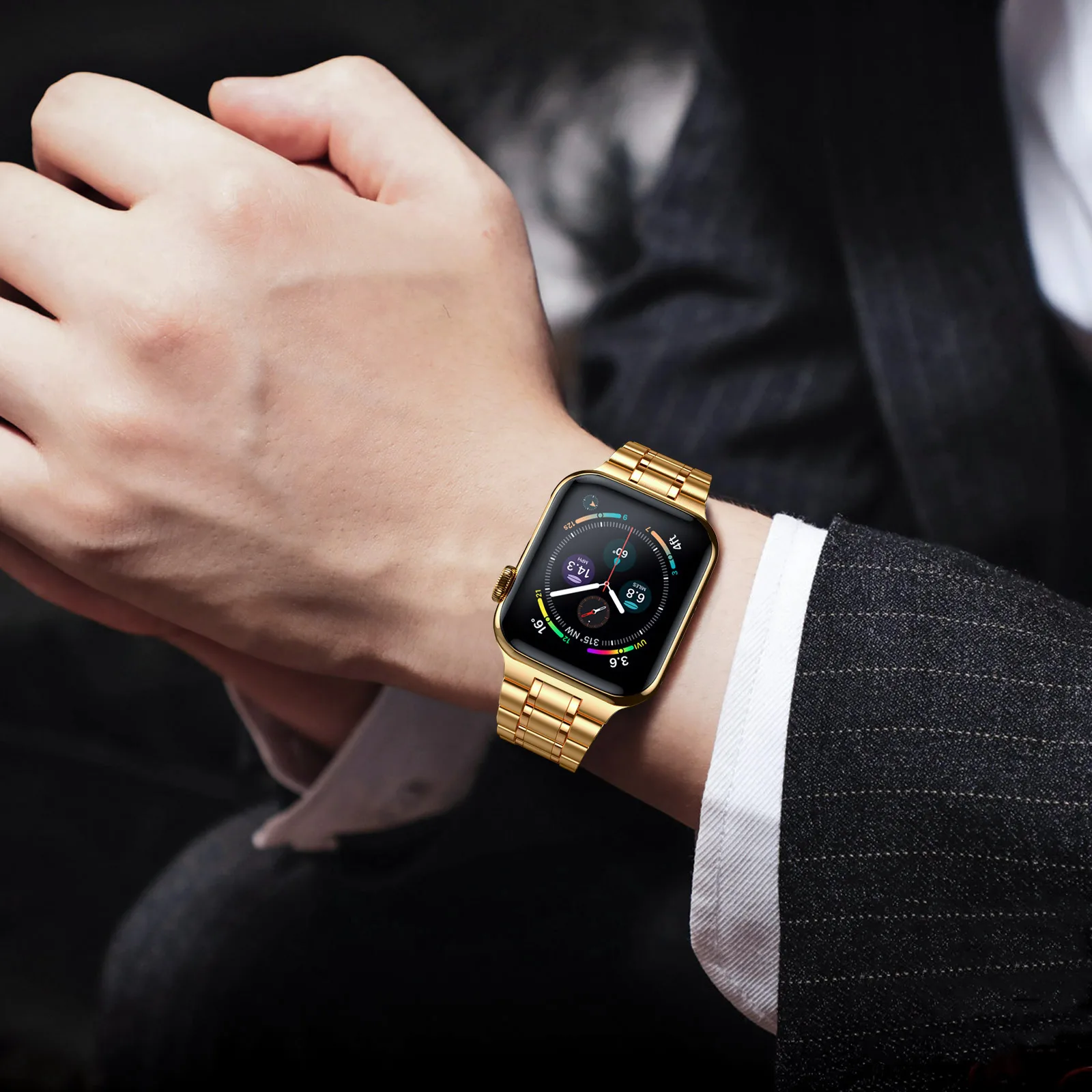 case+Strap for Apple watch Ultra band 44mm 40mm 45mm 41mm 42mm 38mm Metal Stainless Steel bracelet iWatch Series 3 5 6 SE 7 8