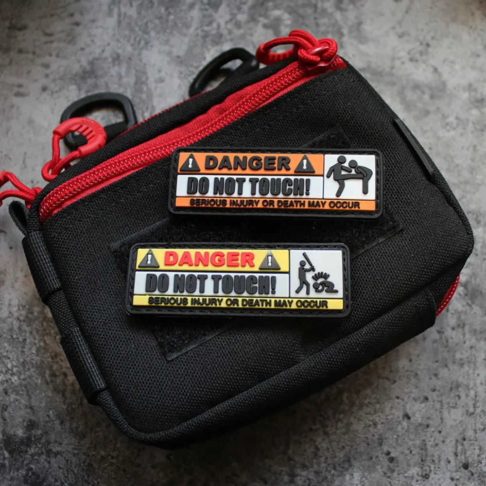 3D PVC Military Patch DO NOT TOUCH WARNING Outdoor Tactical Morale Badge Hook and Loop Patch on Backpack Sticker Applique