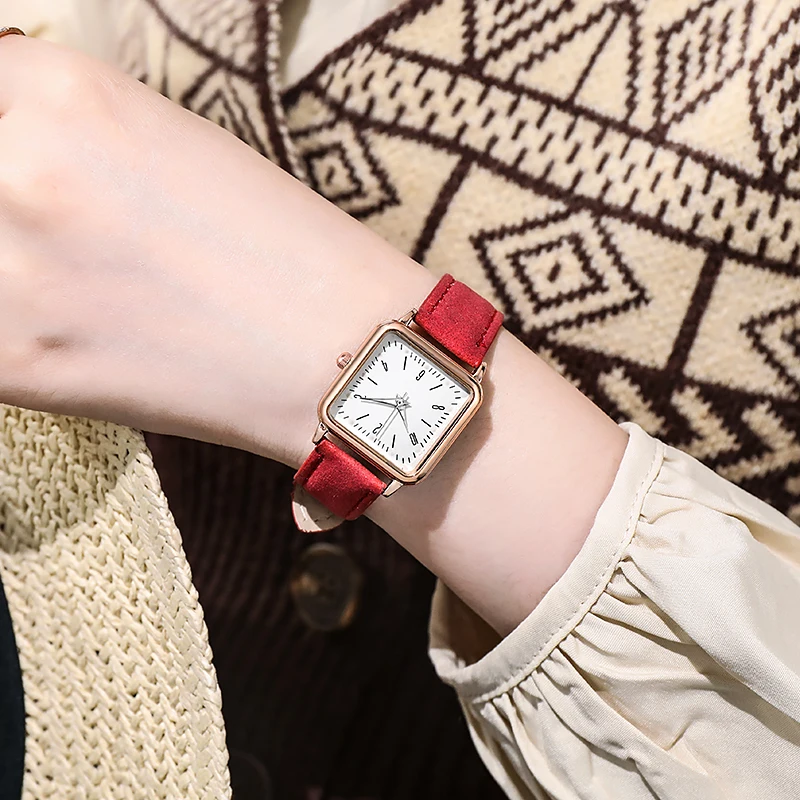 Women Watches Fashion Square Arabic Dial Quartz Watch Casual Leather Strap Ladies Wristwatches Clock Gift Reloj Mujer 6
