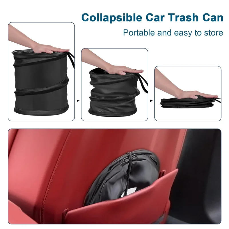 Portable black car garbage bin foldable storage bin multifunctional hanging car storage bag durable Oxford cloth waterproof s car storage bag,car trash can,car trash bag