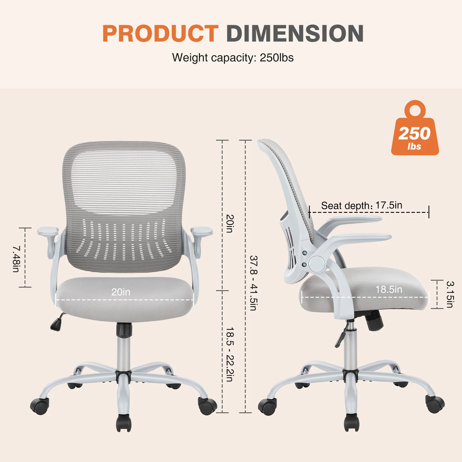 JHK Ergonomic Mesh Backrest Office Desk Chair Adjustable Height Computer Rolling Work Swivel Gaming Chairs With Wheels For Home 3