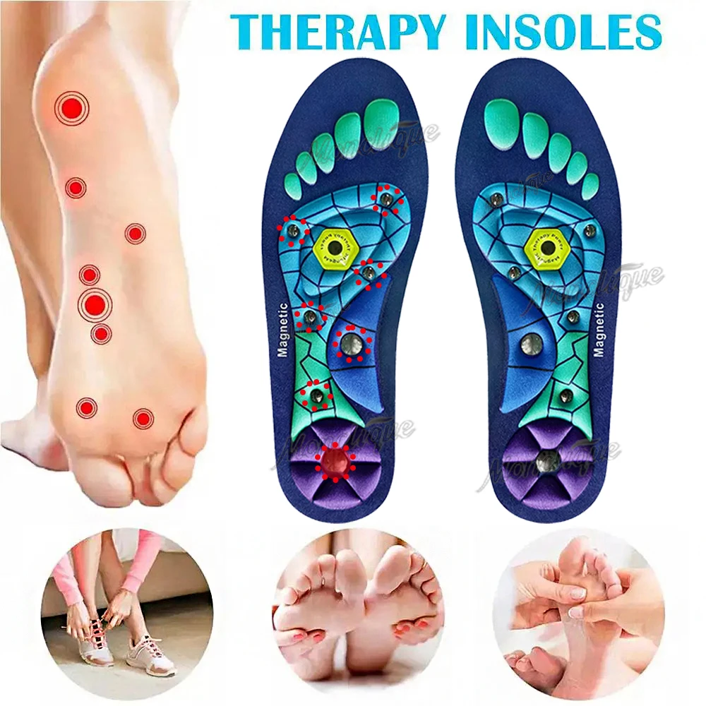 Magnetische Akupunkt-Massage-Einlegesohlen, EVA-Fußgewölbeunterstützung, Sport-Einlegesohlen, orthopädische Schuheinlagen, atmungsaktiv, bequeme Einlegesohle, Camping – Detail 1