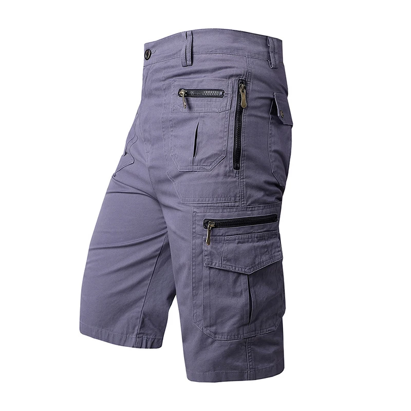 Knee ength Cargo Men Summer Casual Cotton Multi Pockets Breeches Cropped Short Trousers Military Camouflage Shorts_voghion.com