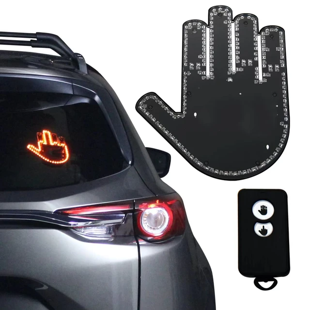 Luz LED de dedo medio de coche con gestos divertidos, señal de mano para  ventana trasera de coche, dar la ola de pájaro a los conductores -  AliExpress