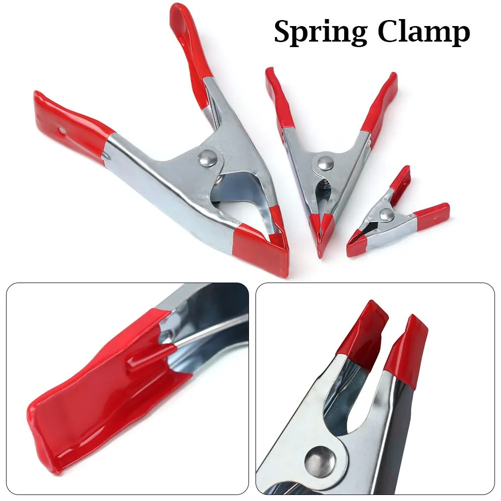 

1PCS Metal Spring Clamps 2/4/6 Inch Plastic Handle Clip Spring Clamps Soft Plastic Tips Grip Woodworking Grip Powerful Tools