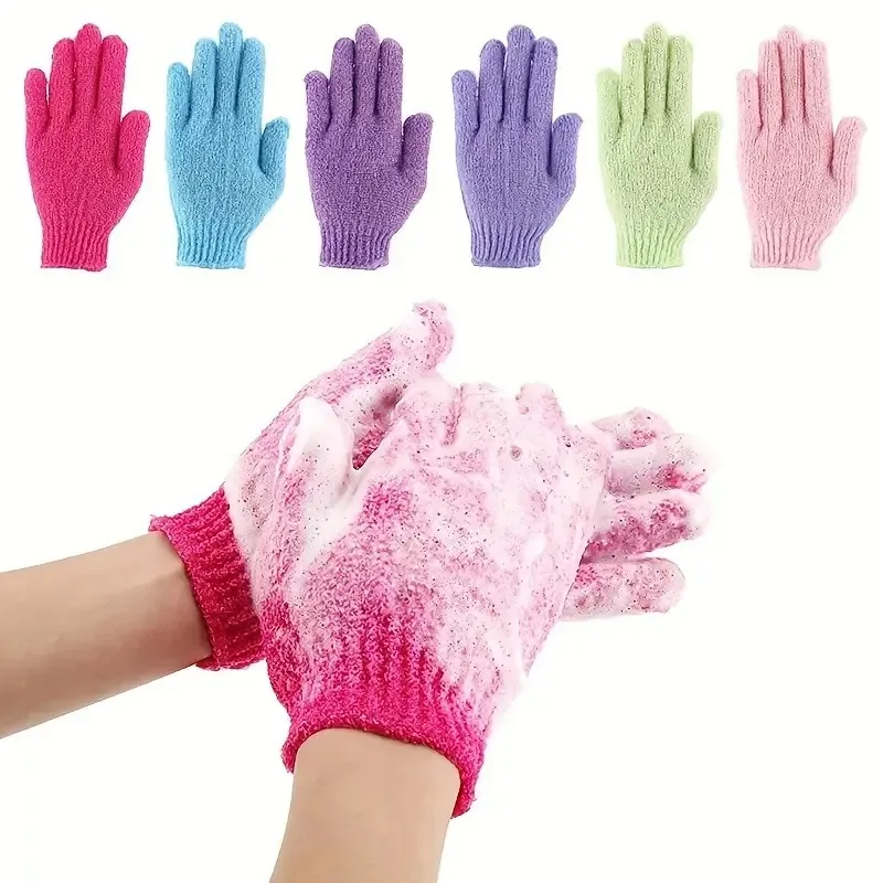 1/2/6pcs Dead Skin Removal Bath Gloves - Revitalize and Soften Skin Spa Quality Shower Scrub, Colorful Double-sided Accessories