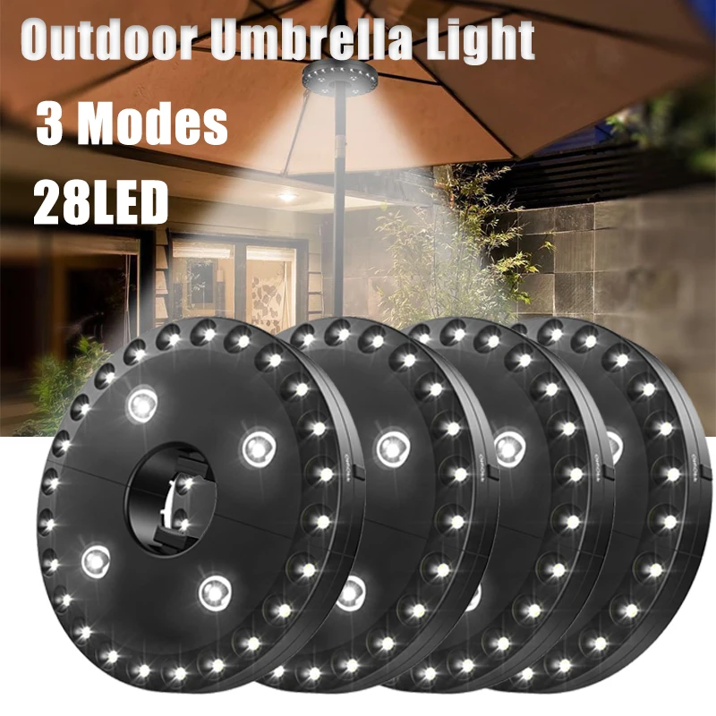 Patio Umbrella Lights 28 LED 3 Lighting Modes Detachable Umbrella Lights Outdoor Camping Courtyard Garden Emergency Light