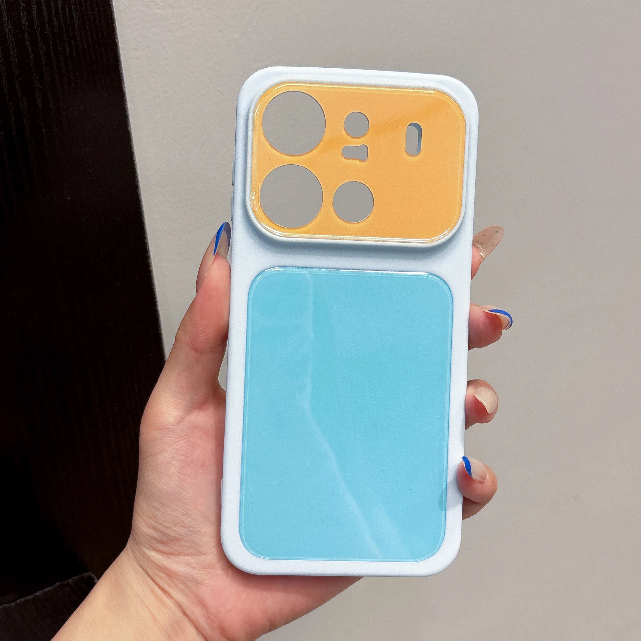 Luxury Contrast Color Tempered Glass Back Phone Case - Shockproof Frosted Non-Slip Bumper Cover