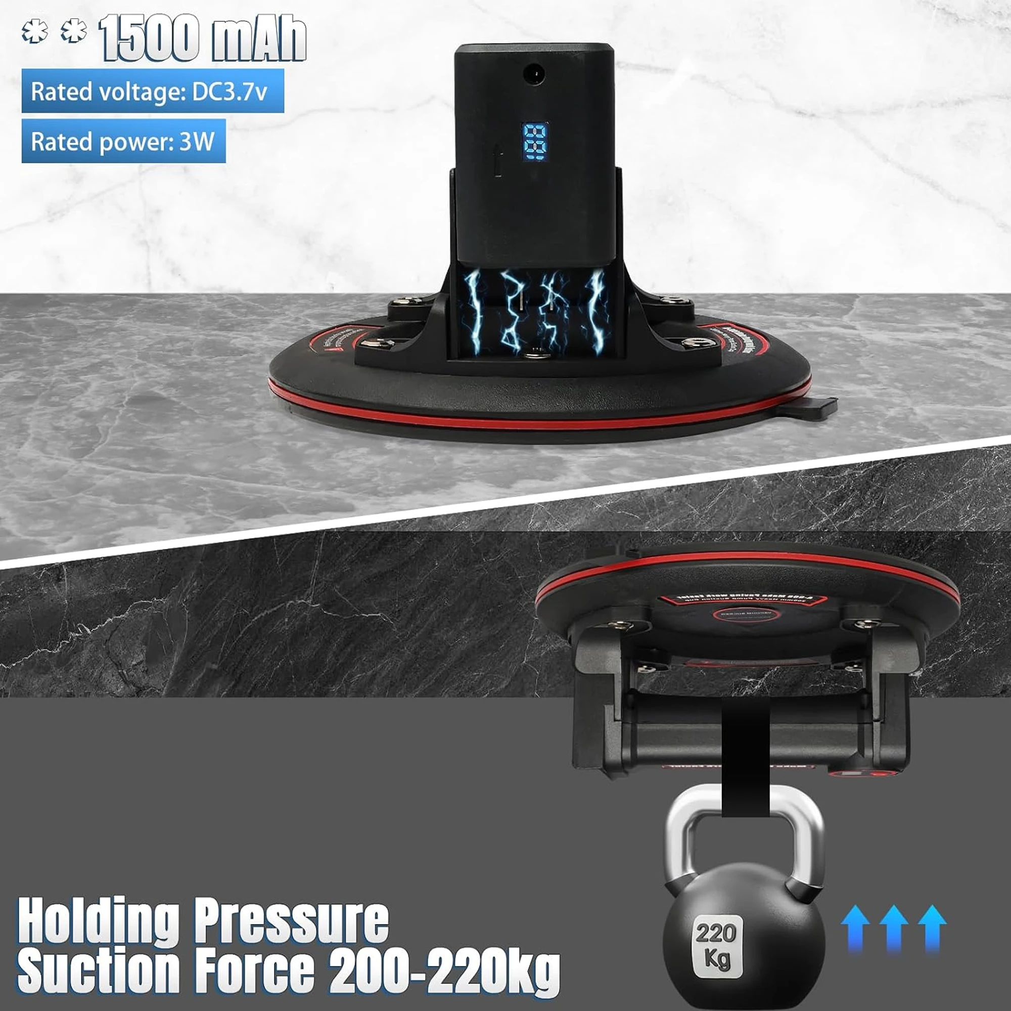 Electric Vacuum Suction Cup for Glass Tile Strong Bearing Capacity 8in Sucker Electric Vacuum Glass Lifter and Transport Sucker