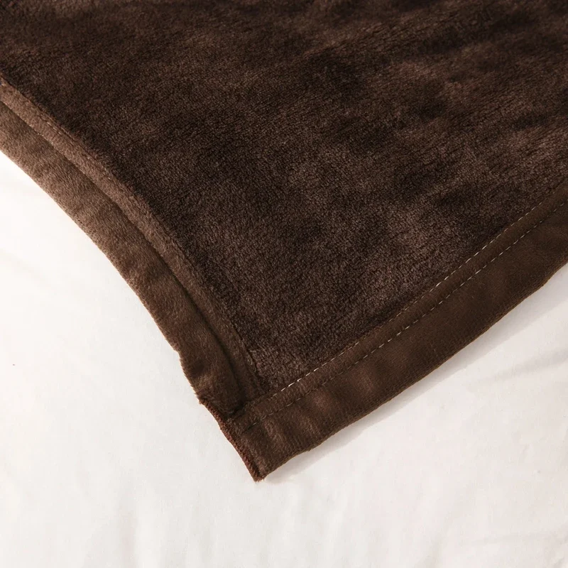 Solid Color Thickened Flannel Blanket, Office Home Multifunctional Throw Blanket, Double Sided Milk Velvet Warm Brown Bed Sheet 5