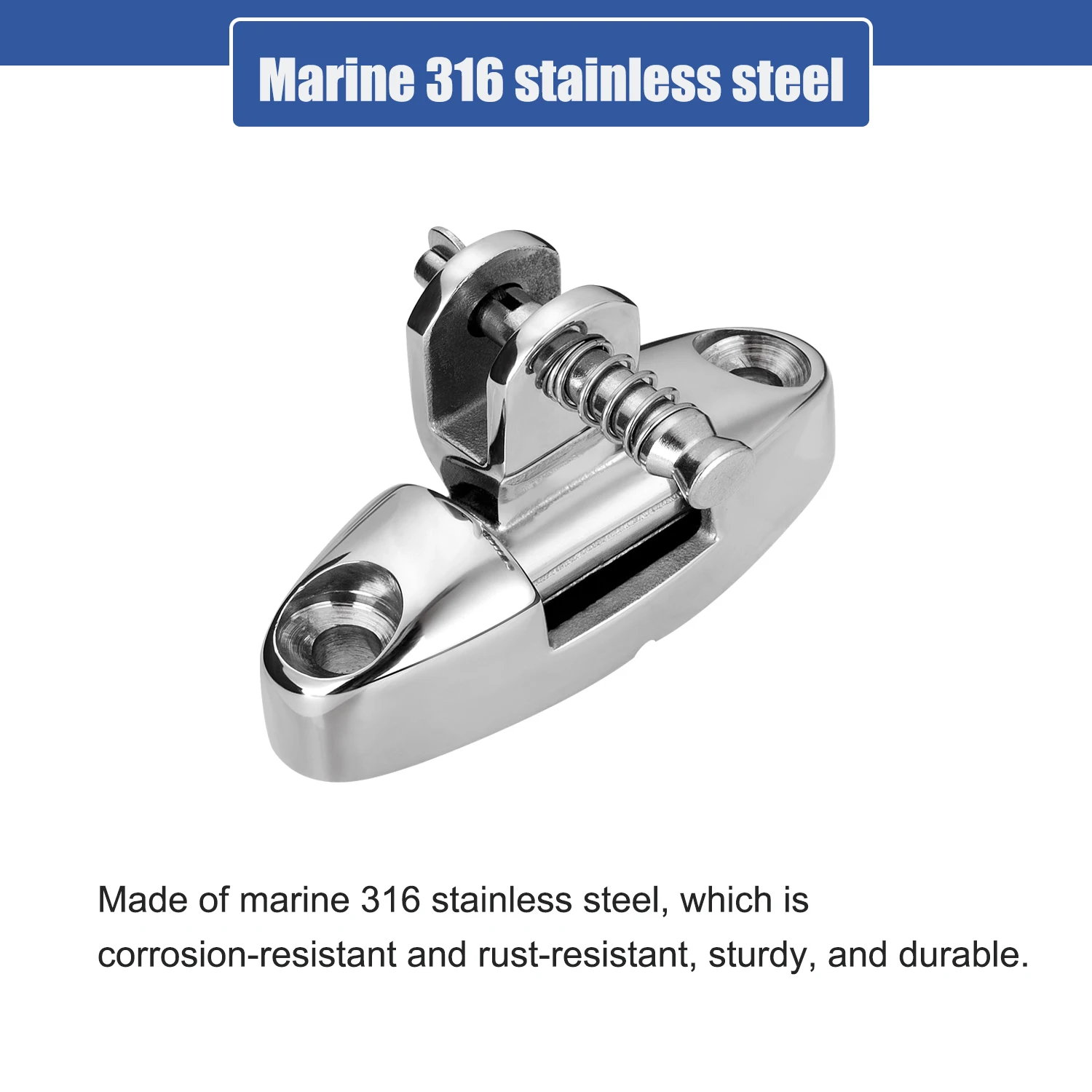 Boat Bimini Top Swivel Deck Hinge 180 Degree Adjustable, with Removable Pin, Solid 316 Stainless Steel Marine Top Hardware