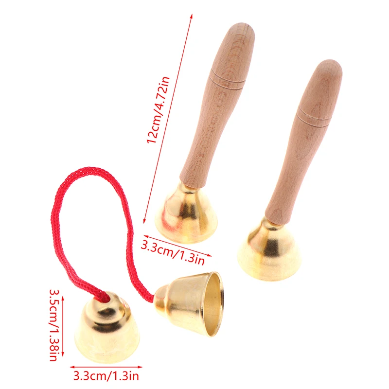 1Pair Children Musical Instrument Toy Bells With Strings/Handles Montessori Orff Instrument Kindergarten Music Play Learning Toy