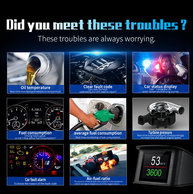 OBD HUD P10 Car OBD2 Head Up Display HUD On Board Computer Digital 8 S4a8756a312204a4390d890b158b96b43a